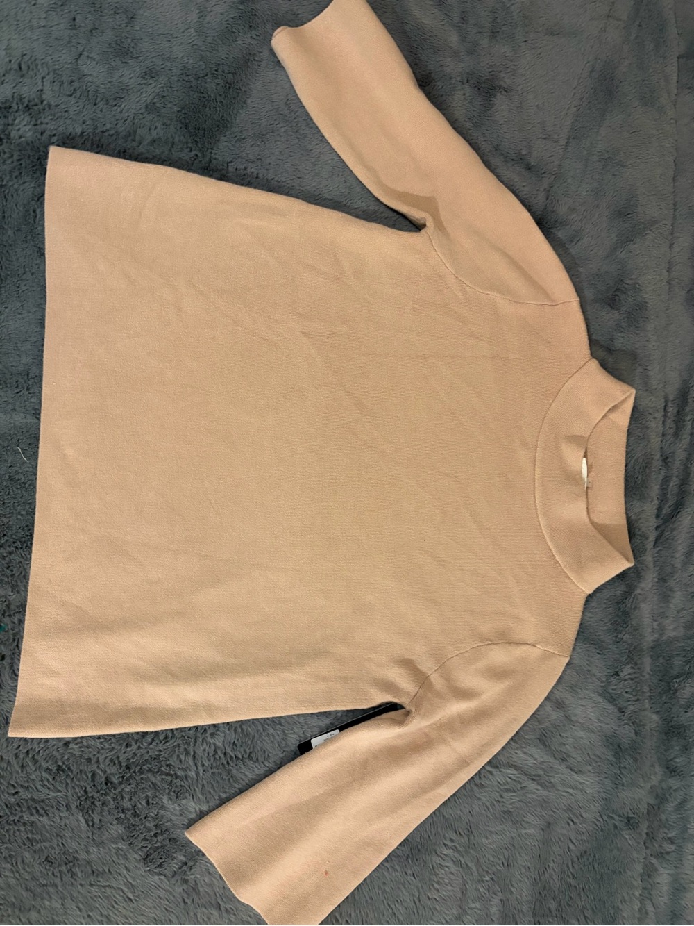 Cream Short-Sleeve Turtleneck Sweater